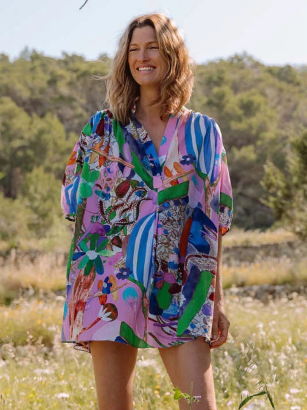 Soler London Villamarie Tunic dress Borgo Magic Abstract Botanical resort wear